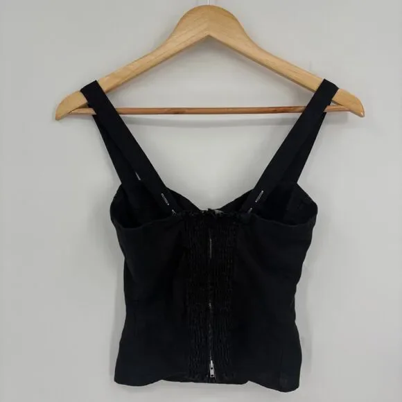 Reformation Libra Bustier Linen Top, Sz 0, Black White Sexy Reputation Edgy - Picture 4 of 10